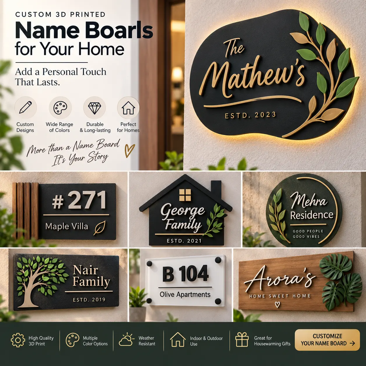 3D printed name boards